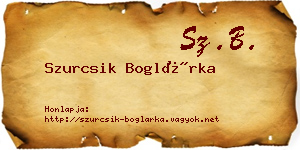 Szurcsik Boglárka névjegykártya